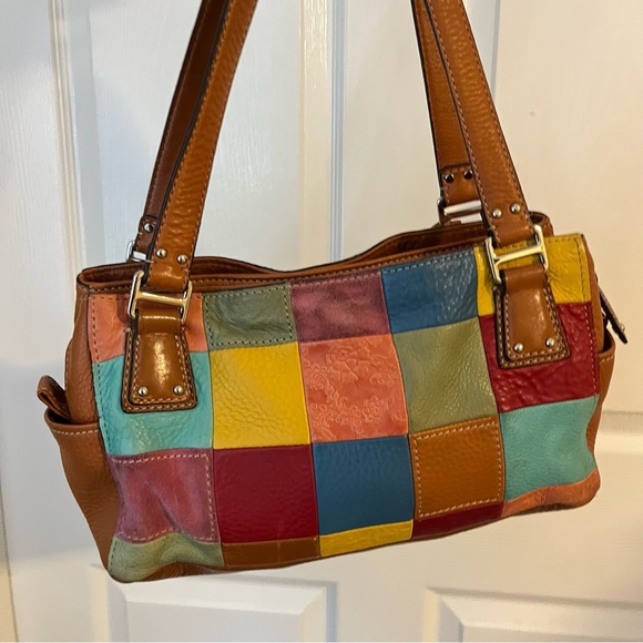 Fossil Colorful Patchwork Leather Handbag Shoulder Bag - Picture 11 of 11